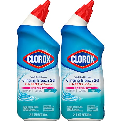 Clorox Toilet Bowl Cleaner, Clinging Bleach Gel, Ocean Mist - 24 Ounces, Pack of 2-UPStoxs