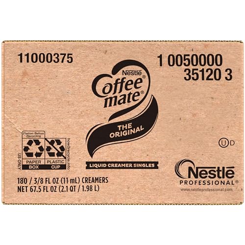 Nestle Coffee mate Coffee Creamer, Original, Liquid Creamer Singles, Non Dairy, No Refrigeration, 0.375 fl oz Tubs (Pack of 180)-UPStoxs