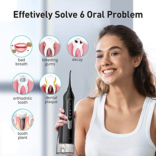 COSLUS Water Dental Flosser Teeth Pick: Portable Cordless Oral Irrigator 300ML Rechargeable Travel Irrigation Cleaner IPX7 Waterproof Electric Waterflosser Flossing Machine for Teeth Cleaning F5020E-UPStoxs