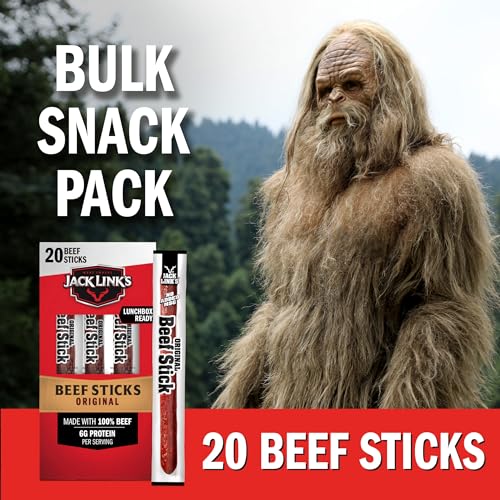 Jack Link's Beef Sticks, Original – Protein Snack, Meat Stick with 6g of Protein, Made with 100% Beef, Individually Wrapped Beef Snack Sticks – 0.92 Oz. (20 Count)-UPStoxs