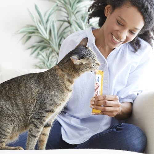 INABA Churu Cat Treats, Grain-Free, Lickable, Squeezable Creamy Purée Cat Treat/Topper with Vitamin E & Taurine, 0.5 Ounces Each Tube, 50 Tubes, Tuna & Chicken Variety-UPStoxs