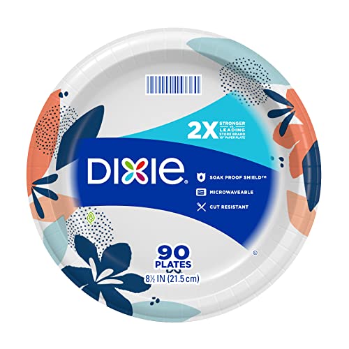 Dixie Medium Paper Plates, 8.5 Inch, 90 Count, 2X Stronger*, Microwave-Safe, Soak-Proof, Cut Resistant, Disposable Plates For Everyday Breakfast, Lunch, & Dinner Meals-UPStoxs