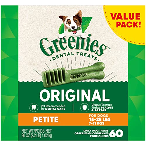 Greenies Original Petite Natural Dental Care Dog Treats, 36 oz. Pack (60 Treats)-UPStoxs