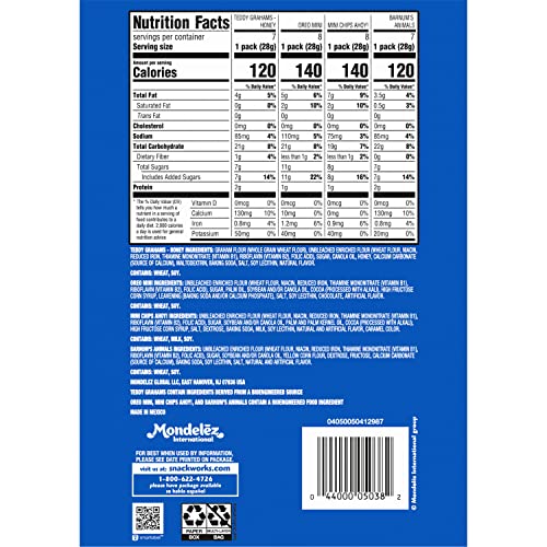 Nabisco Team Favorites Variety Pack, OREO Mini, CHIPS AHOY! Mini, Teddy Grahams Honey & Barnum's Animal Crackers, School Snacks, 30 Snack Packs-UPStoxs