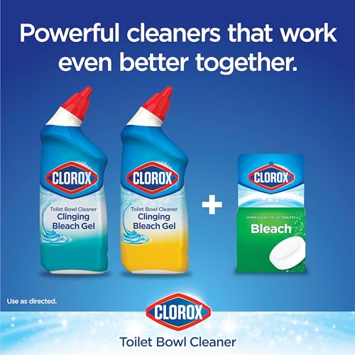 Clorox Toilet Bowl Cleaner, Clinging Bleach Gel, Ocean Mist - 24 Ounces, Pack of 2-UPStoxs