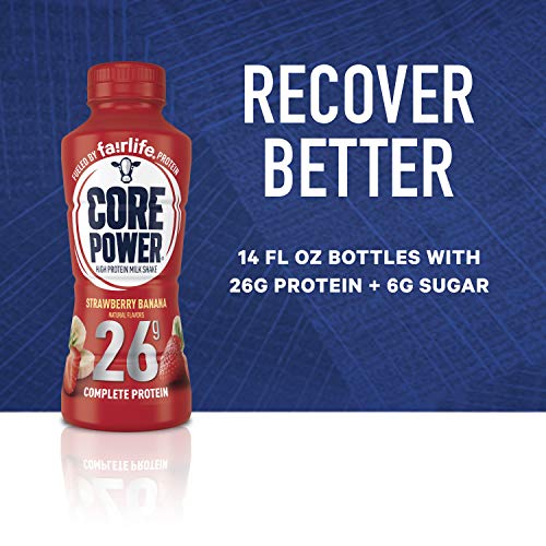 Core Power Fairlife 26g Protein Milk Shakes, Ready To Drink for Workout Recovery, Strawberry Banana, 14 Fl Oz (Pack of 12)-UPStoxs