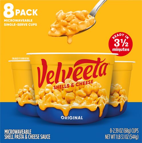 Velveeta Shells & Cheese Original Microwavable Macaroni and Cheese Cups (8 ct Pack, 2.39 oz Cups)-UPStoxs