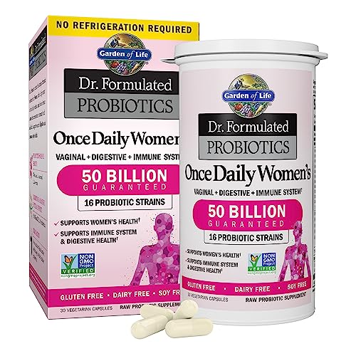 Garden of Life Once Daily Dr. Formulated Probiotics for Women 50 Billion CFU 16 Probiotic Strains with Organic Prebiotics for Digestive, Vaginal & Immune Health, Dairy Free, Shelf Stable 30 Capsules-UPStoxs