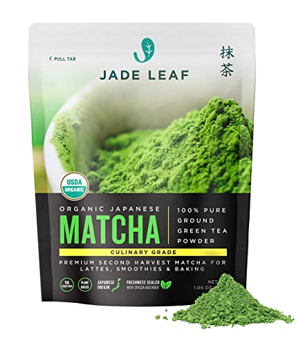 Jade Leaf Matcha Organic Green Tea Powder - Culinary Grade Premium Second Harvest - Authentic Japanese Origin (1.06 Ounce Pouch)-UPStoxs