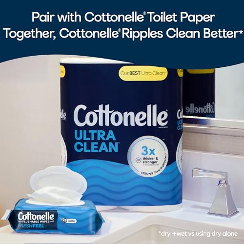 Cottonelle Fresh Feel Flushable Wet Wipes, Adult Wet Wipes, 8 Flip-Top Packs, 42 Wipes Per Pack (336 Total Wipes), Packaging May Vary-UPStoxs