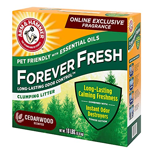 Arm & Hammer Forever Fresh Clumping Cat Litter Cedarwood, MultiCat 18lb, Pet Friendly with Essential Oils, (Pack of 1)-UPStoxs