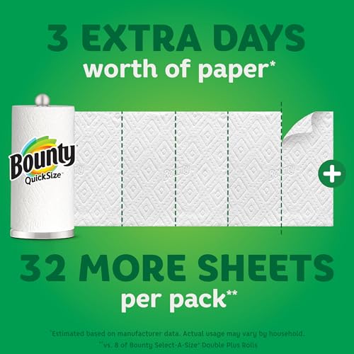 Bounty Quick Size Paper Towels, White, 8 Family Rolls = 20 Regular Rolls-UPStoxs