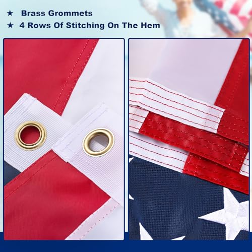 VIPPER American Flag 3x5 FT Outdoor - USA Heavy duty Nylon US Flags with Embroidered Stars, Sewn Stripes and Brass Grommets-UPStoxs