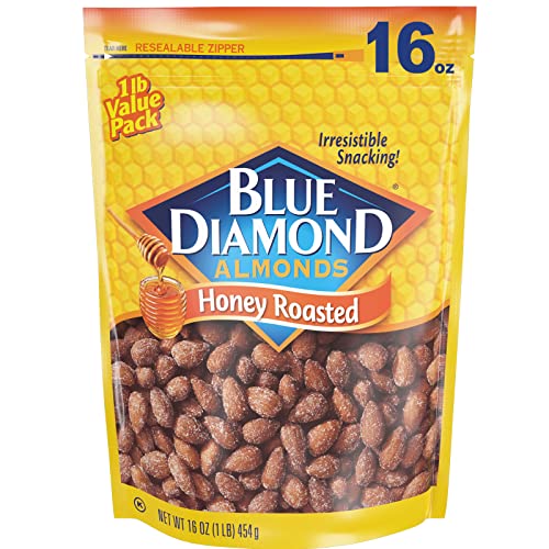 Blue Diamond Almonds Honey Roasted Snack Almonds, Honey Roasted, 1 Pound (Pack of 1)-UPStoxs