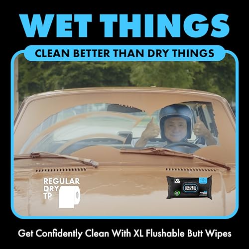 DUDE Wipes - Flushable Wipes - 3 Pack, 144 Wipes - Unscented Extra-Large Adult Wet Wipes - Vitamin-E & Aloe - Septic and Sewer Safe-UPStoxs