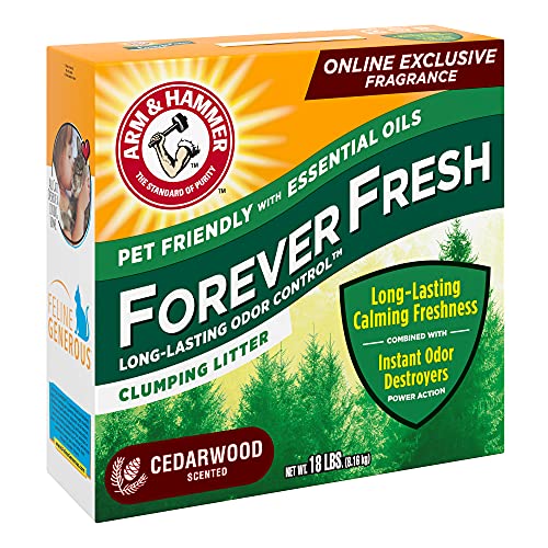 Arm & Hammer Forever Fresh Clumping Cat Litter Cedarwood, MultiCat 18lb, Pet Friendly with Essential Oils, (Pack of 1)-UPStoxs