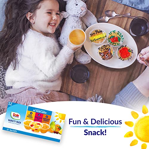 Dole Fruit Bowls No Sugar Added Variety Pack Snacks, Peaches, Mandarin Oranges & Cherry Mixed Fruit, 4oz 12 Cups, Gluten & Dairy Free, Bulk Lunch Snacks for Kids & Adults-UPStoxs