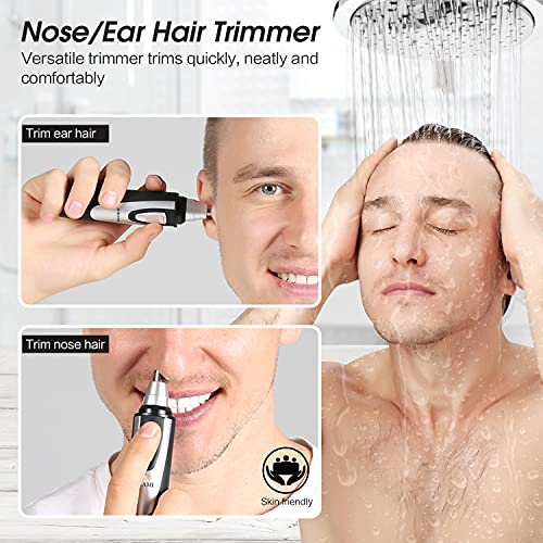 Ear and Nose Hair Trimmer Clipper - 2024 Professional Painless Eyebrow & Facial Hair Trimmer for Men Women,Battery-Operated Trimmer with IPX7 Waterproof,Dual Edge Blades for Easy Cleansing Black-UPStoxs