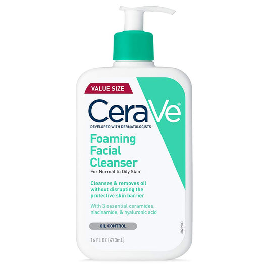 CeraVe Foaming Facial Cleanser | Daily Face Wash for Oily Skin with Hyaluronic Acid, Ceramides, and Niacinamide| Fragrance Free | 16 Fluid Ounce-UPStoxs