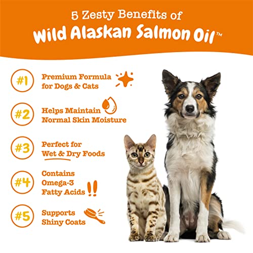 Wild Alaskan Salmon Oil Formula for Dogs & Cats - Omega 3 Skin & Coat Support - Liquid Food Supplement for Pets - Natural EPA + DHA Fatty Acids for Joint Function, Immune & Heart Health 8.5oz-UPStoxs