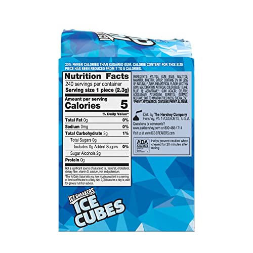 ICE BREAKERS Ice Cubes Peppermint Sugar Free Chewing Gum Bottles, 3.24 oz (6 Count, 40 Pieces)-UPStoxs