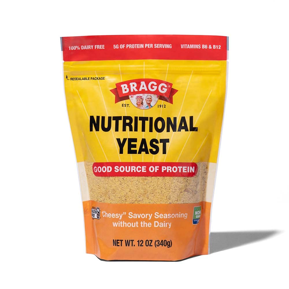 Bragg Premium Nutritional Yeast Seasoning - Vegan, Gluten Free – Good Source of Protein & Vitamins – Nutritious Savory Parmesan Cheese Substitute (Original, 12 Ounce (Pack of 1))-UPStoxs