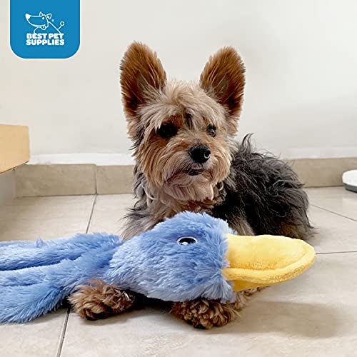 Best Pet Supplies Crinkle Dog Toy for Small, Medium, and Large Breeds, Cute No Stuffing Duck with Soft Squeaker, Fun for Indoor Puppies and Senior Pups, Plush No Mess Chew and Play - Yellow-UPStoxs