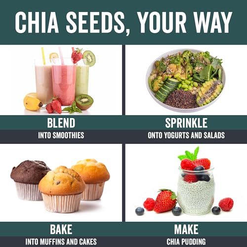 Viva Naturals Organic Chia Seeds 2 LBs - Plant-Based Omega-3 and Vegan Protein, Non-GMO Chia Seeds Organic Perfect for Smoothies, Salads and Chia Seed Pudding, Black Chia Seeds Bulk-UPStoxs