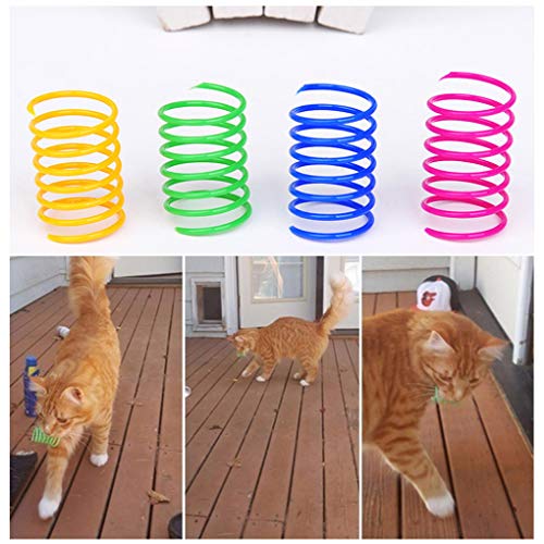 Andiker Cat Spiral Spring, 12 Pc Cat Creative Toy to Kill Time and Keep Fit Interactive Cat Toy Sturdy Heavy Plastic Spring Colorful Springs Cat Toy for Swatting, Biting, Hunting Kitten Toys-UPStoxs