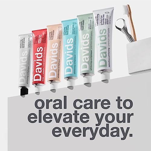 Davids Fluoride Free Nano Hydroxyapatite Toothpaste for Remineralizing Enamel & Sensitive Relief, Whitening, Antiplaque, SLS Free, Natural Peppermint, 5.25oz, Made in USA-UPStoxs