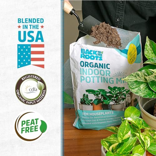 Back to the Roots 100% Organic Indoor Potting Mix (6 Quart), Promotes Healthy Houseplant Growth, Made in The USA-UPStoxs