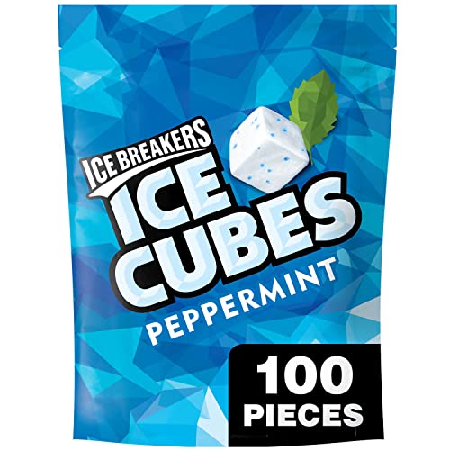 ICE BREAKERS Ice Cubes Peppermint Sugar Free Chewing Gum Pouch, 8.11 oz (100 Pieces)-UPStoxs