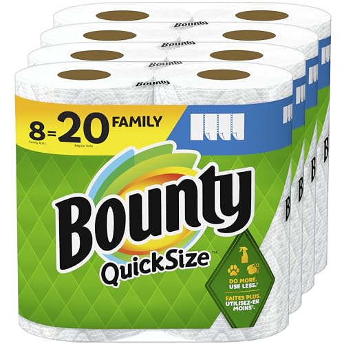 Bounty Quick Size Paper Towels, White, 8 Family Rolls = 20 Regular Rolls-UPStoxs