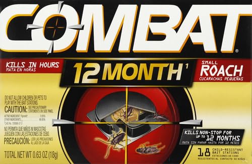 Combat Max 12 Month Roach Killing Bait, Small Roach Bait Station, Child-Resistant, 18 Count-UPStoxs