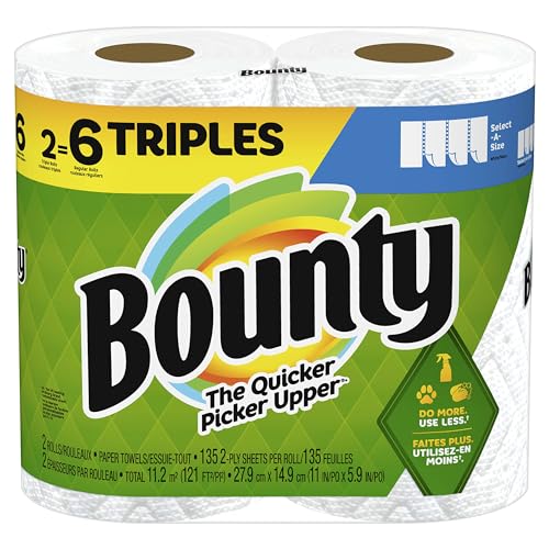 Bounty Select-A-Size Paper Towels, White, 2 Triple Rolls = 6 Regular Rolls (Pack of 1)-UPStoxs