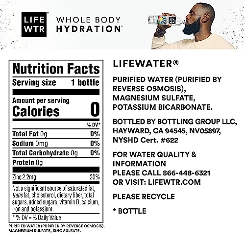 LIFEWTR Premium Purified Water, pH Balanced with Electrolytes, 100% recycled plastic bottles, 33.8 Fl Oz, 1L (Pack of 6)-UPStoxs