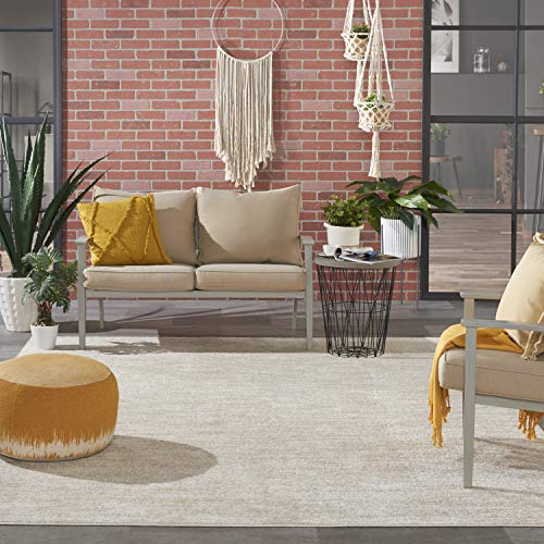 Nourison Essentials Indoor/Outdoor Ivory Beige 8' x 10' Area Rug, Easy Cleaning, Non Shedding, Bed Room, Living Room, Dining Room, Backyard, Deck, Patio (8x10)-UPStoxs