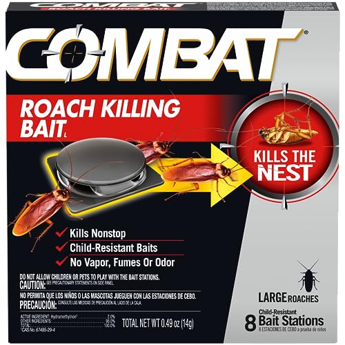 Combat Roach Killing Bait, Roach Bait Station For Large Roaches, Kills The Nest, Child-Resistant, 8 Count,Insects-UPStoxs