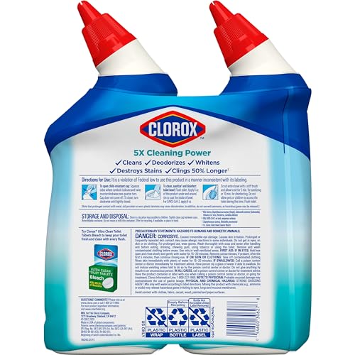 Clorox Toilet Bowl Cleaner, Clinging Bleach Gel, Ocean Mist - 24 Ounces, Pack of 2-UPStoxs