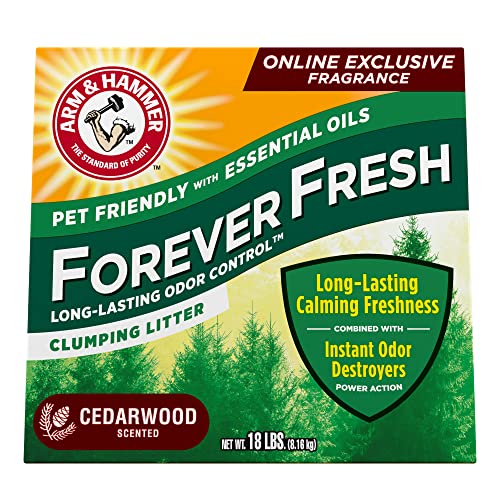 Arm & Hammer Forever Fresh Clumping Cat Litter Cedarwood, MultiCat 18lb, Pet Friendly with Essential Oils, (Pack of 1)-UPStoxs