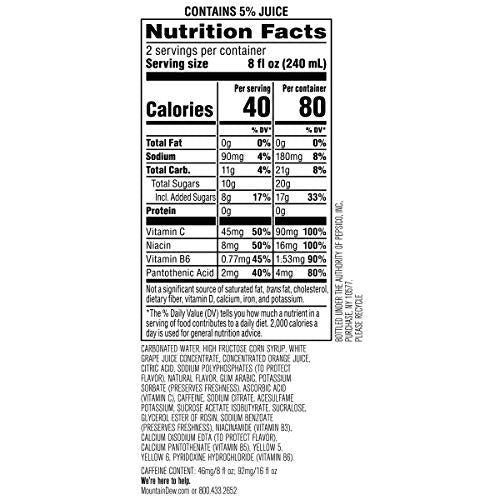 Mountain Dew Kickstart, Orange Citrus, 92mg Caffeine, Vitamins B & C, 80 Calories, 5% Juice, 16 Fl Oz (Pack of 12)-UPStoxs