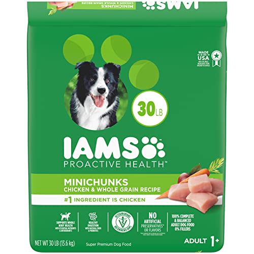 IAMS Adult Minichunks Small Kibble High Protein Dry Dog Food with Real Chicken, 30 lb. Bag,(Packaging may vary)-UPStoxs