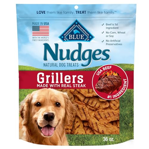 Blue Buffalo Nudges Grillers Natural Dog Treats with Real USA Beef, Made in the USA, Steak, 36-oz. Bag-UPStoxs