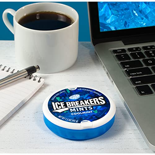 ICE BREAKERS Coolmint Sugar Free Breath Mints Tins, 1.5 oz (8 Count)-UPStoxs