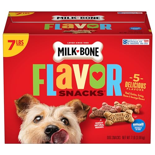 Milk-Bone Flavor Snacks Dog Treats, Small Biscuits, 7 Pound Crunchy Texture Helps Reduce Tartar-UPStoxs