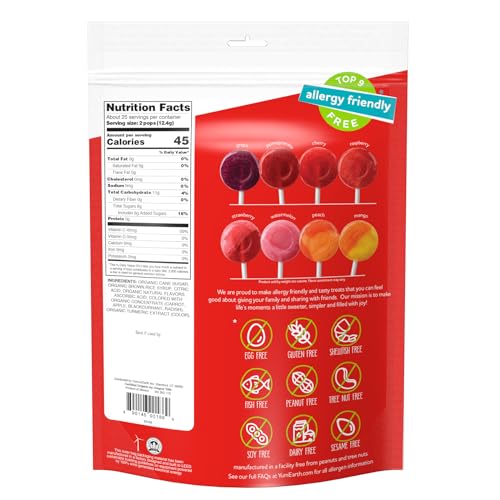 YumEarth Organic Pops Variety Pack, 50 Fruit Flavored Favorites Lollipops, Allergy Friendly, Gluten Free, Non-GMO, Vegan, No Artificial Flavors or Dyes-UPStoxs