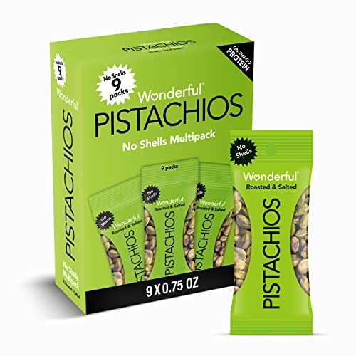 Wonderful Pistachios No Shells, Roasted & Salted Nuts, 0.75 Ounce Bag (Pack of 9), Protein Snacks, Gluten Free, On-the-Go, Individually Wrapped Healthy Snacks-UPStoxs