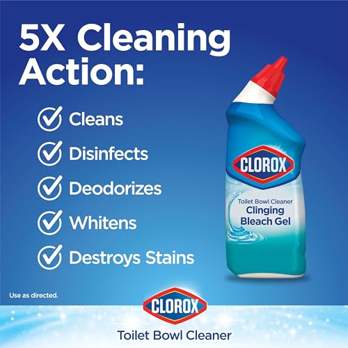 Clorox Toilet Bowl Cleaner, Clinging Bleach Gel, Ocean Mist - 24 Ounces, Pack of 2-UPStoxs