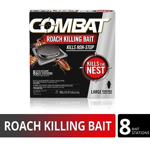 Combat Roach Killing Bait, Roach Bait Station For Large Roaches, Kills The Nest, Child-Resistant, 8 Count,Insects-UPStoxs