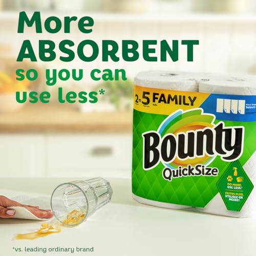 Bounty Quick-Size Paper Towels, White, 12 Family Rolls = 30 Regular Rolls-UPStoxs